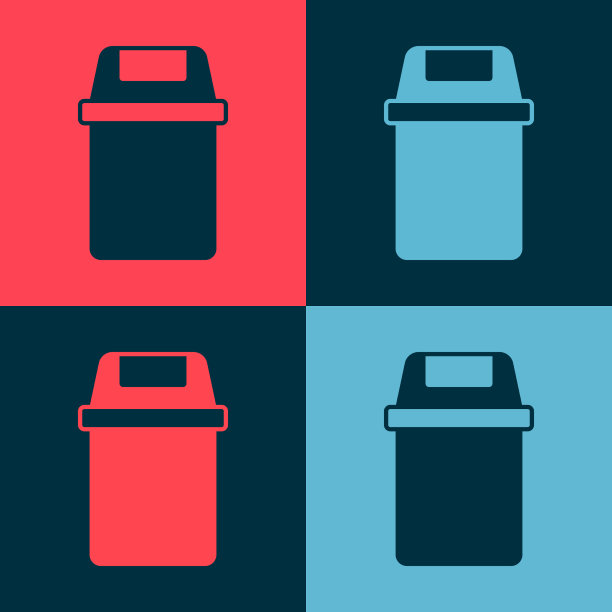 波普艺术垃圾桶图标孤立的颜色图片下载