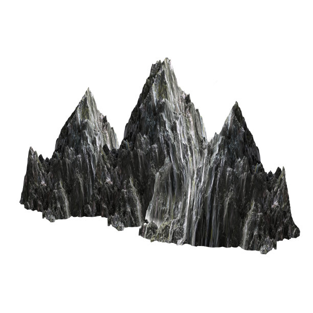 岩石，山孤立在白色背景。3 d演示。图片下载