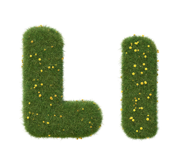 现实草字母孤立在白色背景。收集。图片下载