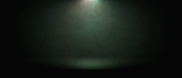 混凝土平台，平台或桌子与烟雾在黑暗的3d渲染图片下载