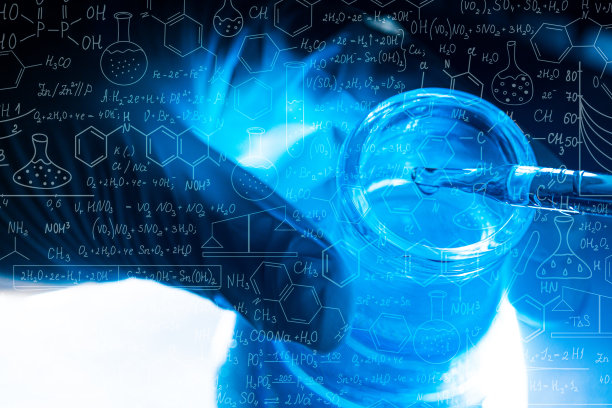 宏观蓝色科学试管，科学和医学实验室研究图片下载