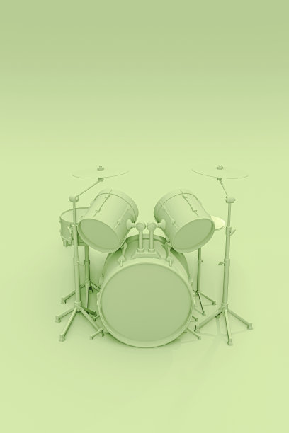 绿色的鼓孤立在绿色的背景图片下载