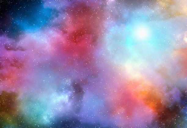 太空背景是星尘和闪亮的星星。逼真的宇宙和彩色星云。色彩斑斓的星系。三维演示图片下载