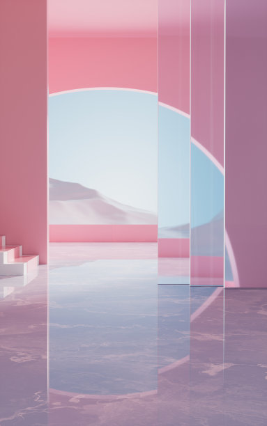 带有几何结构的空房间，3d渲染。图片下载