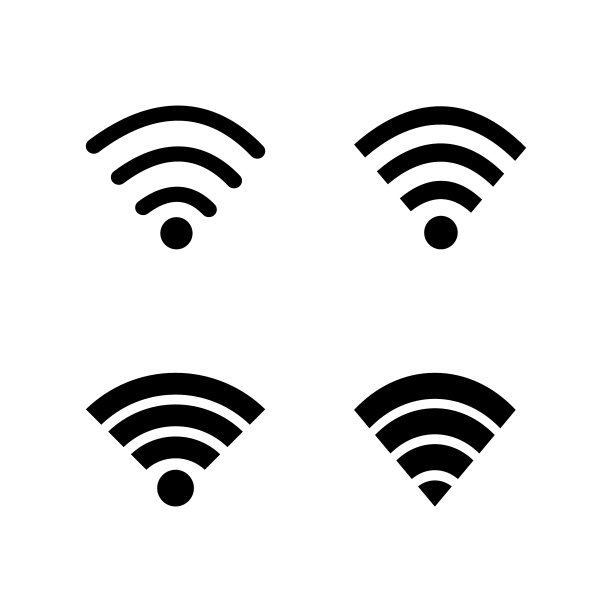 Wifi图标设置隔离在白色背景。图片下载
