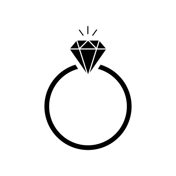 钻石戒指图标隔离在白色背景。图片下载