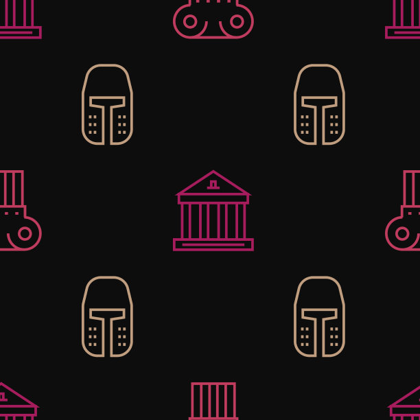 中世纪铁盔和古柱立线图片下载