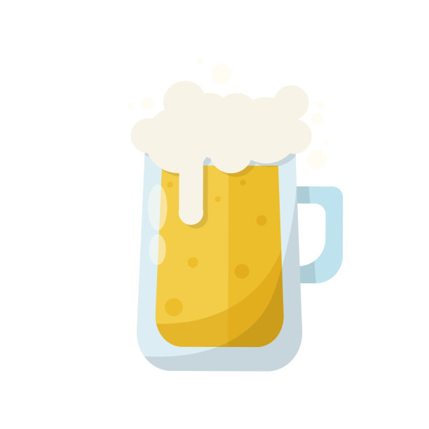 杯的新鲜啤酒孤立在白色背景-向量图片下载