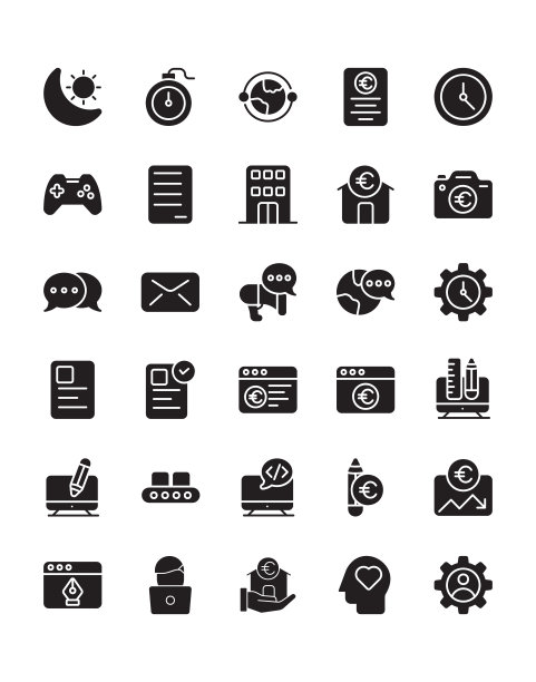 自由职业者图标设置30孤立在白色背景图片下载