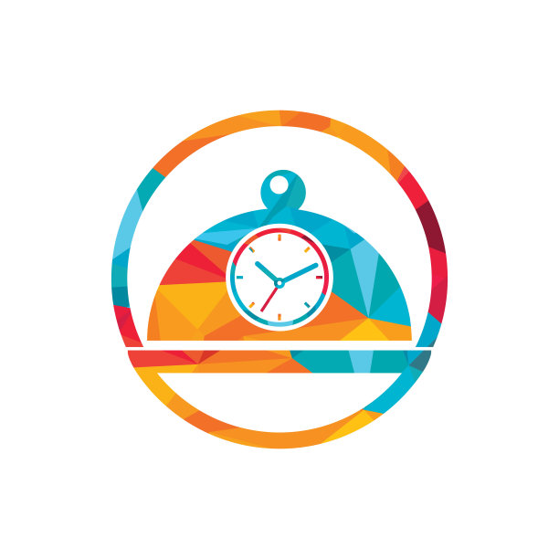 食物时间矢量标志设计模板。餐厅和咖啡馆的标志概念。图片下载