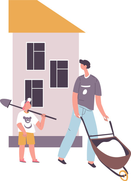 儿子帮爸爸建房子图片下载