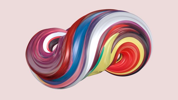 无限的3D抽象插图，在一个粉红色的油画风格。抽象的3 d图。图片下载