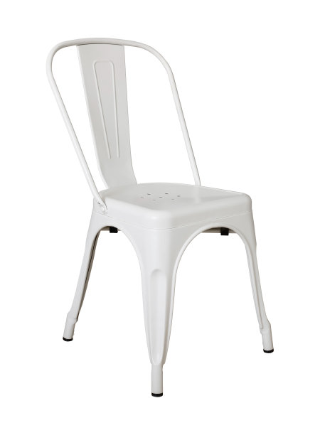 白色金属椅孤立在白色与修剪路径图片下载