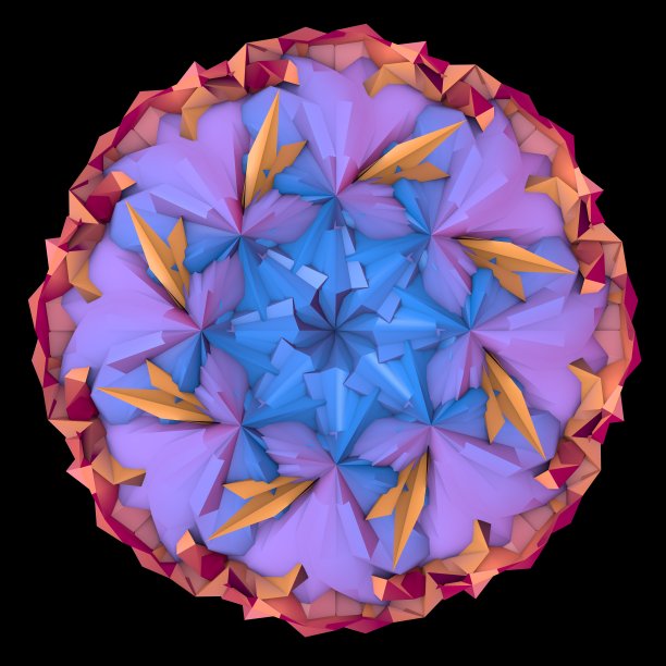 一个美丽的万花筒。迷幻，冥想和瑜伽的概念。抽象的几何花。抽象的背景。图片下载