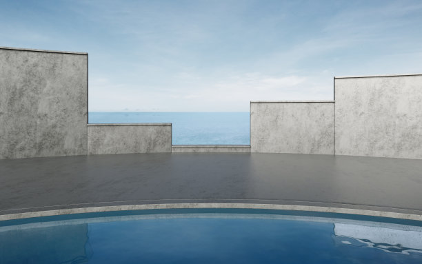 空的混凝土地面用于停车场和游泳池。图片下载