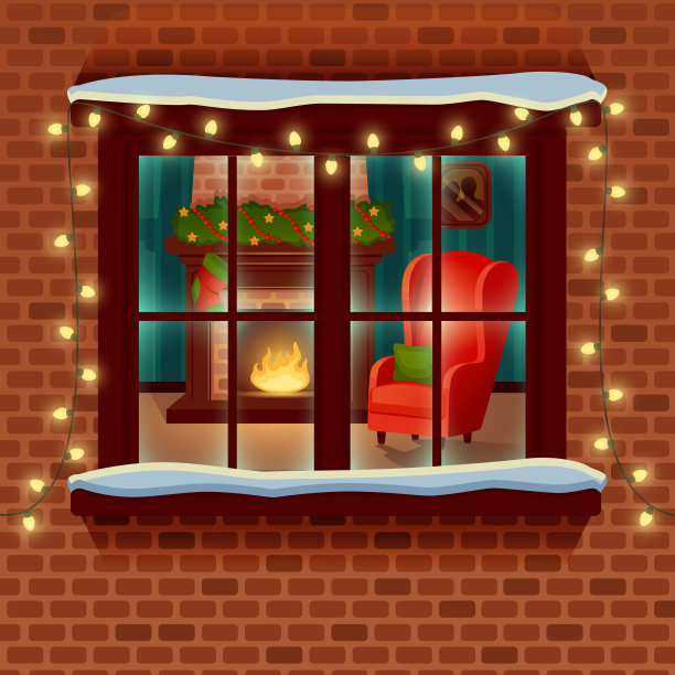 一扇带壁炉的窗户。图片下载