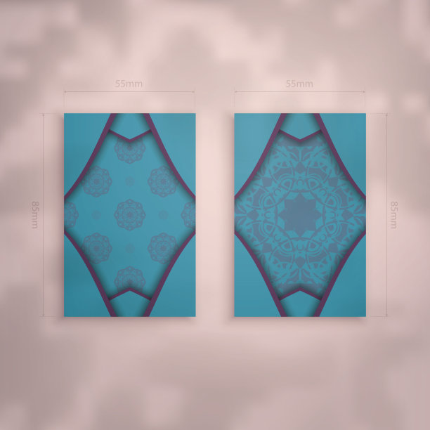 名片采用青绿色配紫色图片下载