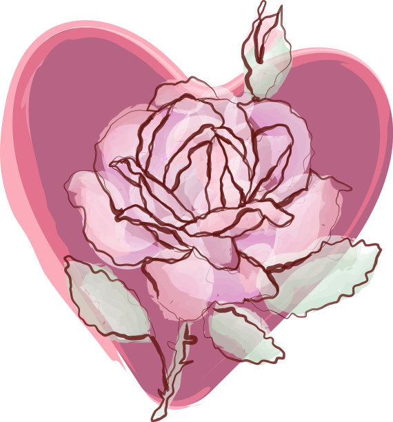 用水彩绘制装饰性的心型图片下载