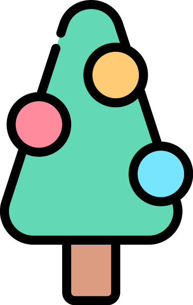 圣诞树图标平线图片下载