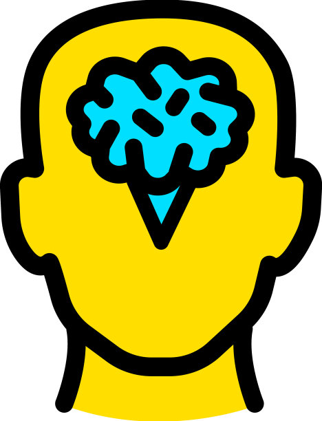 人脑的黑白彩色图标图片下载