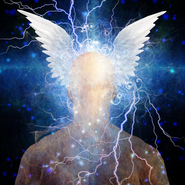 有翼的头在明星填充的人图片下载