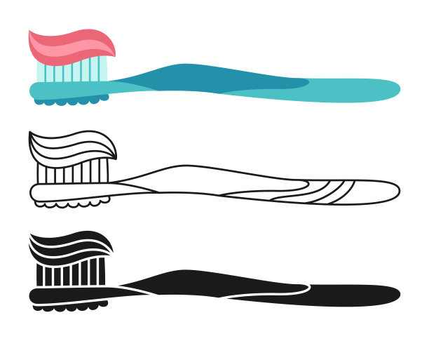 牙刷图标牙科口腔清洁工具牙膏套装牙科口腔卫生健康标志图片下载