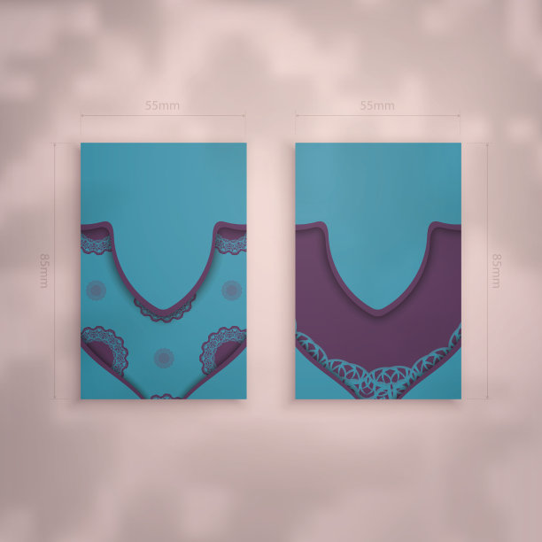 绿色名片与复古紫色装饰图片下载