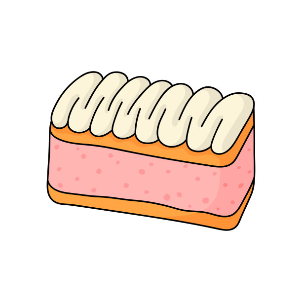 漂亮的涂鸦蛋糕。菜单咖啡馆，小酒馆，餐厅，咖啡馆，面包店，标签，海报，横幅，传单和包装的设计草图元素。矢量彩色插图在白色背景。图片下载