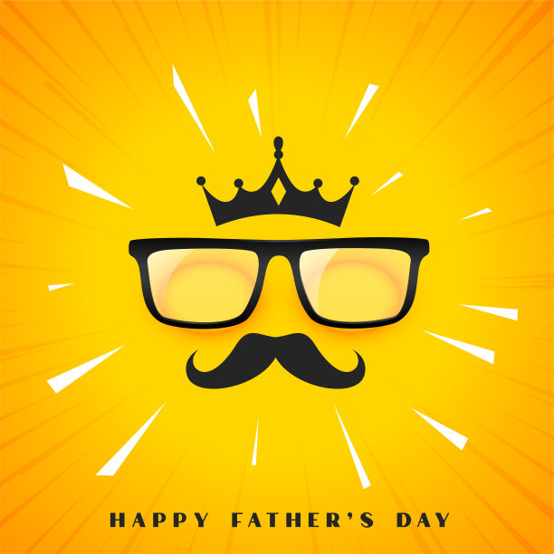 父亲节快乐黄色横幅用爸爸的脸概念图片下载