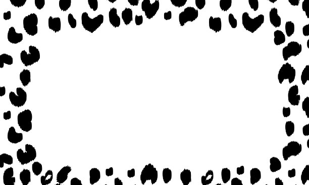 黑白框架与现代装饰风格化的豹皮。海报的平方模式。装饰抽象边界与动物装饰。时尚的皮革的皮肤。副本的空间。矢量图图片下载