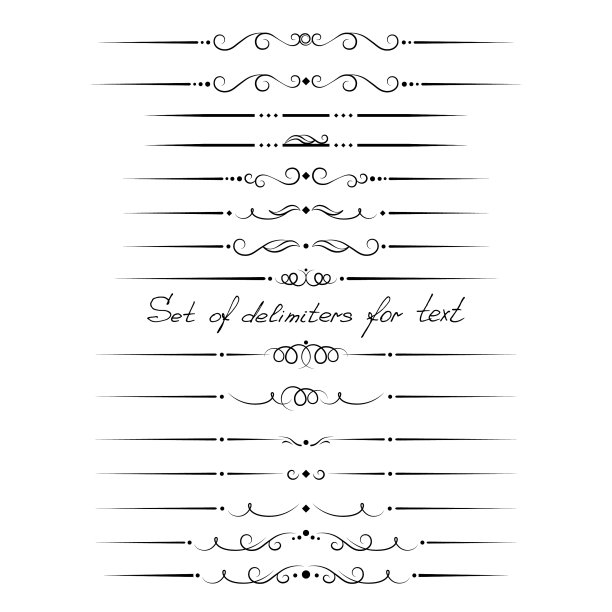 用于文本分隔的黑色和白色分隔符集图片下载