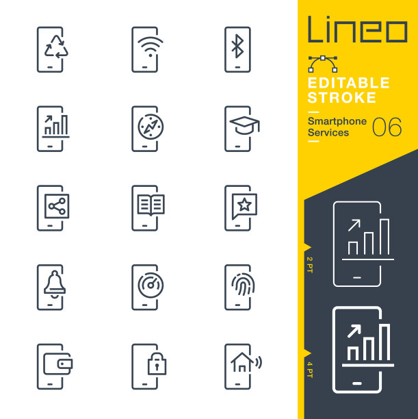 线条可编辑描边-智能手机服务线图片下载