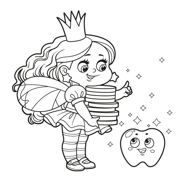 可爱的卡通牙仙向一个小解释图片下载