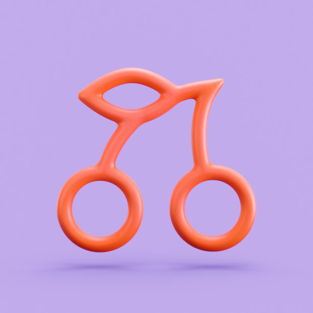 游戏3D图标，樱桃图标，单色单色轮廓图标，3D渲染图片下载