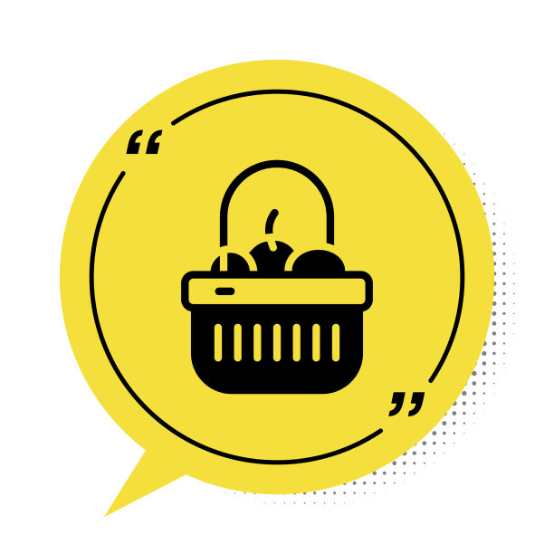 黑色购物篮和食品图标孤立图片下载