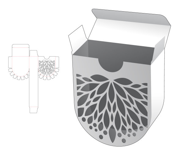 模版圆底盒模切模板和3D模型图片下载