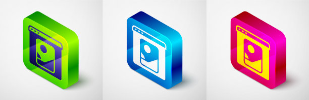 等距照片修饰图标孤立在灰色上图片下载