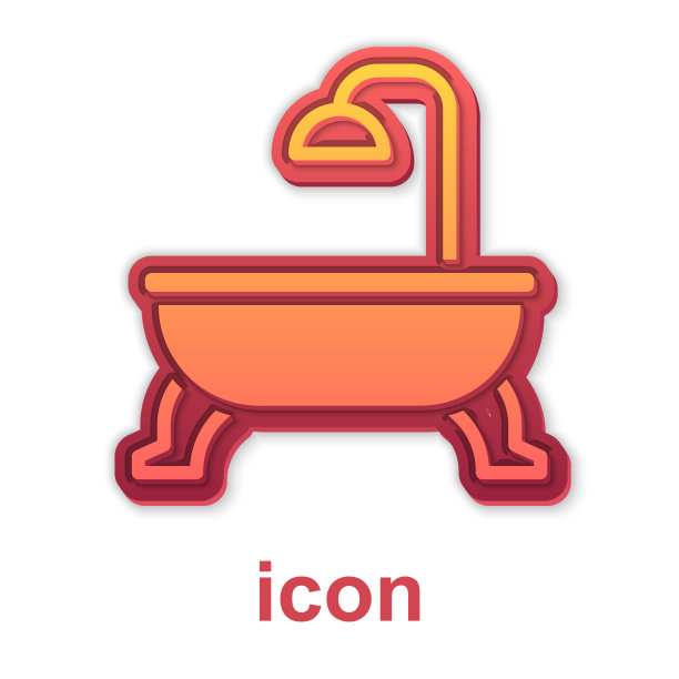 金色浴缸图标孤立在白色背景图片下载