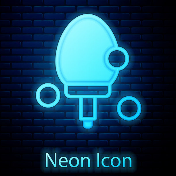 发光的霓虹灯球拍打乒乓球图标图片下载