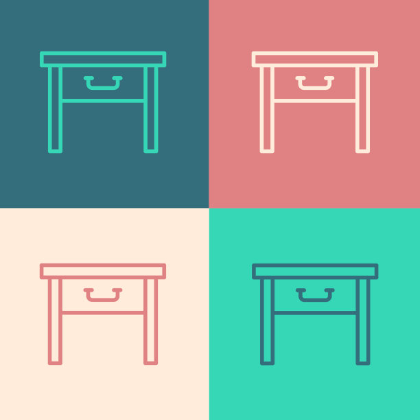 波普艺术线条家具的床头柜图标孤立上图片下载