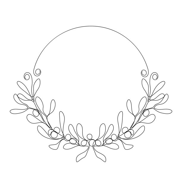 用槲寄生树枝做的一圈框架图片下载