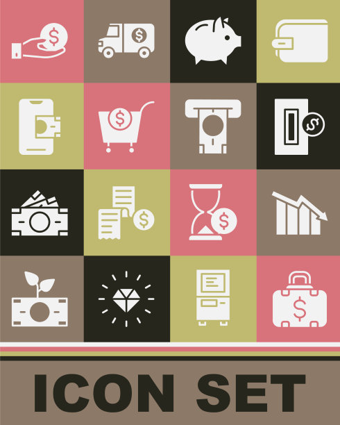 集公文包和钱财务增长下降图片下载