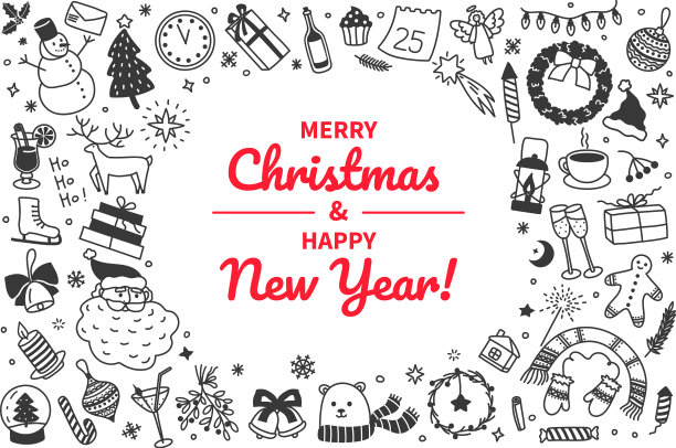 圣诞节手绘涂鸦圣诞卡图片下载