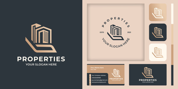 手和建筑标志设计和名片图片下载