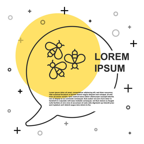 黑线蜜蜂图标孤立在白色背景图片下载