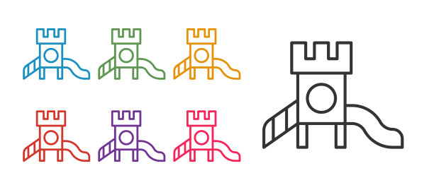 设置线滑动操场图标孤立在白色图片下载