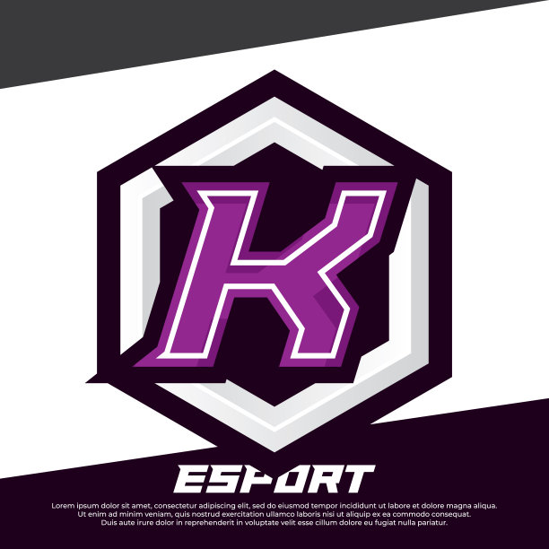 字母首字母K玩家设计，电子竞技设计插图与盾徽豪华图片下载