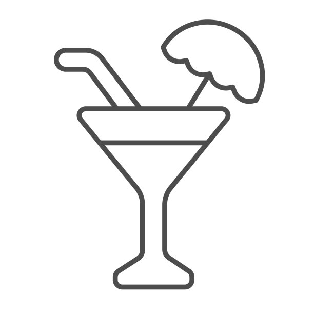 鸡尾酒在玻璃杯中，用稻草和伞薄图片下载