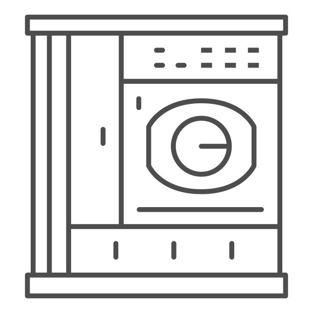 大型洗衣机细线图标干洗图片下载