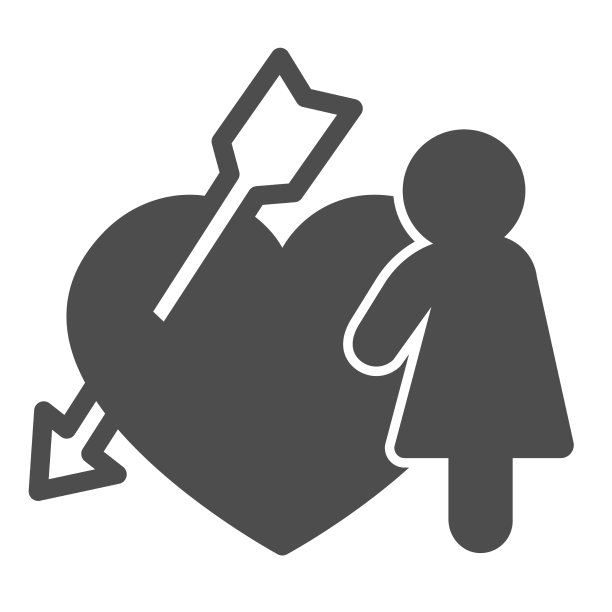 箭穿心和女人穿衣服的固体图标图片下载